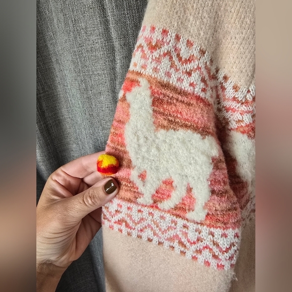 By Anthropologie Aimee Pommed Alpaca Sweater Size M Pink Knit - Picture 3 of 7